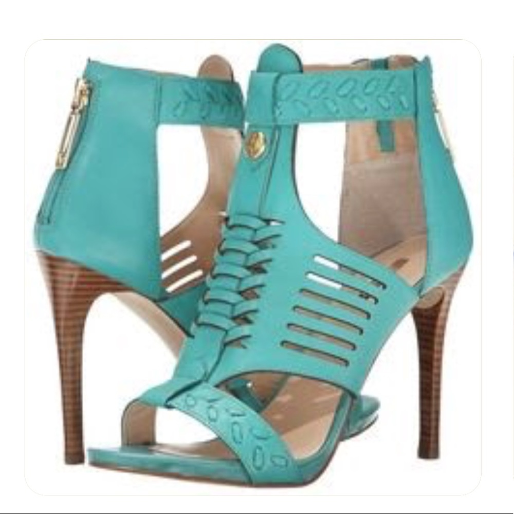 Unique Guess Teal Sandal Heels, 7.5
